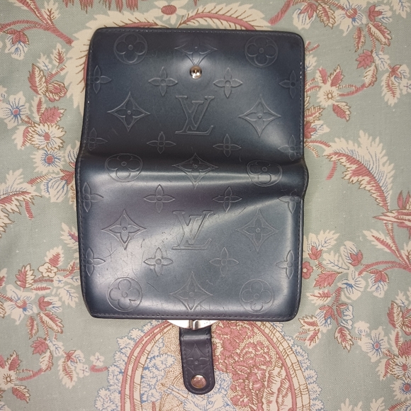 Louis Vuitton Blue Monogram Vernis French Purse Compact Kisslock Wallet - Picture 9 of 16